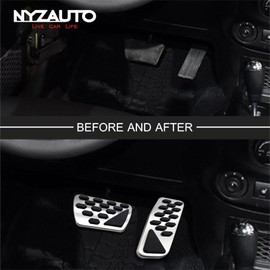 NYZAUTO Non-Slip Foot Pedal Pads Compatible with Wrangler JL 2018-up/Gladiator 2019-up,at No Drilling Aluminum Brake and Accelerator Pedal Covers