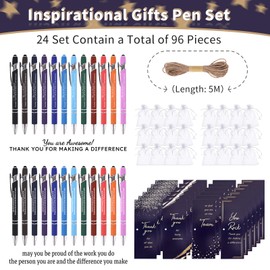 FAMALL 24 Sets Motivational Thank You Gifts Pens Employee Appreciation Gifts Teacher Gifts Pen Set Bulk Small Gifts for Women Teacher Staff Coworker Employee Office Worker Team Nurse Christmas Gifts