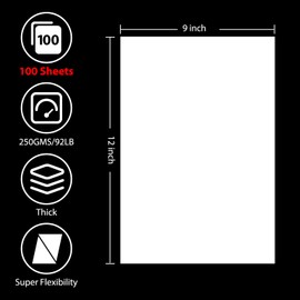 100 Sheets White Cardstock 9” x 12”, 92lb/250gsm Black Card Stock, Thick Card Stock Paper, Heavy Cardstock Paper for Printer, Resume, Scrapbooks, Art, Crafts, Business Cards