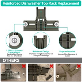 UPGRADED W10350375 Dishwasher Top Rack Adjuster Parts Replacement for Whirlpool Dishwasher Parts WDT730PAHZ0 WDT750SAHZ0 WDTA50SAHZ0 WDT970SAHZ0 Upper Rack Parts,Fits Kenmore Dishwasher Top Rack Parts