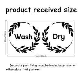 SUPERDANT Black Laundry Wall Sticker Quotes for Washing and Drying Wall Decoration Wall Decoration with Wreath Wall Art Sticker for Laundry Washing Machine Dryer Home Decoration