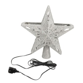 Christmas Tree Topper Lighted with Projector Christmas Star Tree Topper Built in LED Rotating Lights 3D Glitter Projector Decor UK Plug 100‑240V