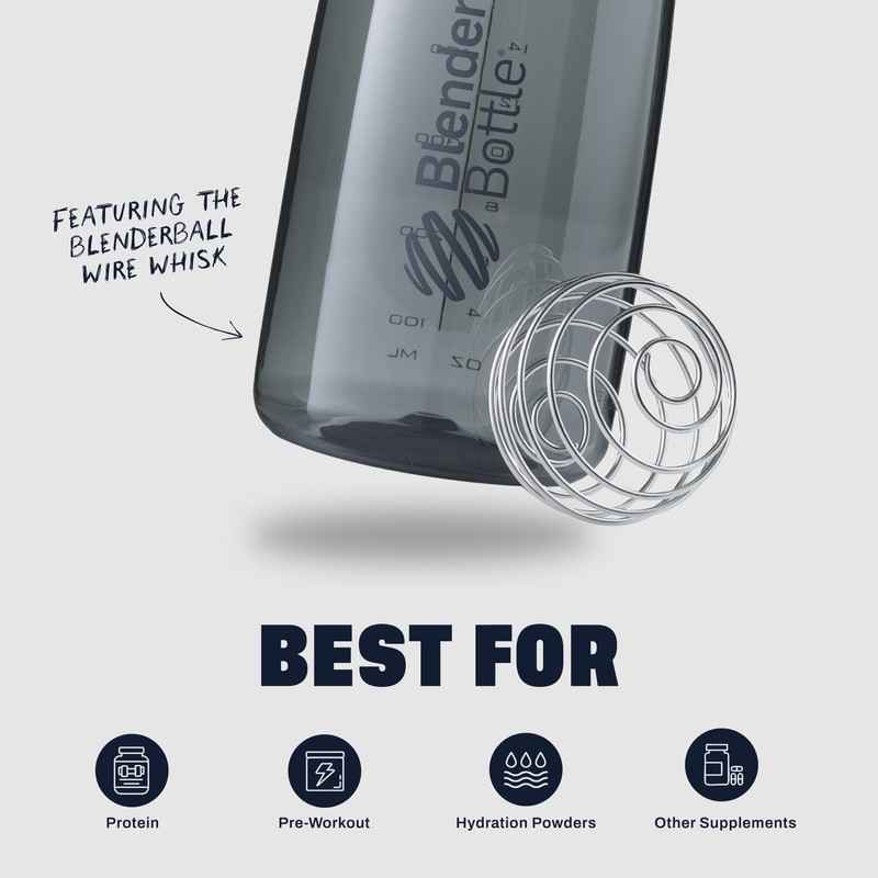 BlenderBottle SportMixer Shaker Bottle Perfect for Protein Shakes and Pre