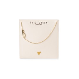 Rae Dunn Sideways Initial Necklace for Women 14K Gold Plated Brass Pendant Delicate Chain Letter B