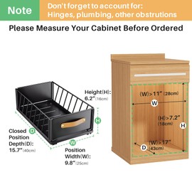 Pull out Cabinet Organizer Fixed with Adhesive Nano Film,Heavy Duty Slide out Pantry Shelves Drawer Storage,Sliding Mesh Cabinet Basket with Handle for Kitchen, Bathroom,Home, 9.8"WX 15.7"D X 6.2"H