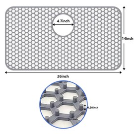 Silicone Sink Protectors for Kitchen Sink, 26"x14" kitchen Sink Mat Non-Slip Heat Resistant for Protection of Stainless Steel Sink and Tableware (Grey)