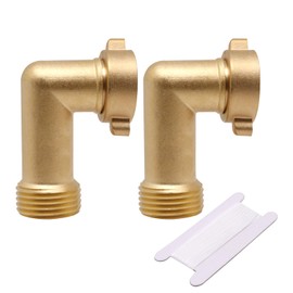 BUXIMN 90 Degree Water Hose Elbow for RV, Brass Hose Connector with Easy Grip Elbow Fitting Adapter for Garden & RV City Water Inlet Connection