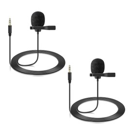 CaTeFo 2 Pack Lavalier Lapel Microphone for DJI Rode Wireless GO, DJI Mic Wireless Transmitter, 3.5mm TRS Omnidirectional Lav Mic for Vlog Interview Streaming