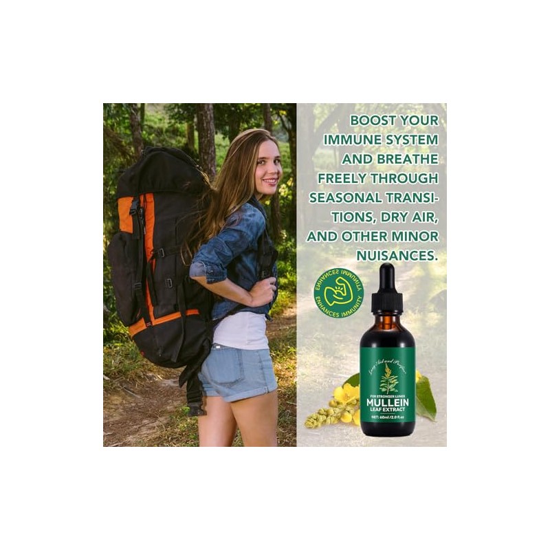 Mullein Leaf Extract for Lungs,60ML Premium Mullein Leaf Extract Drops
