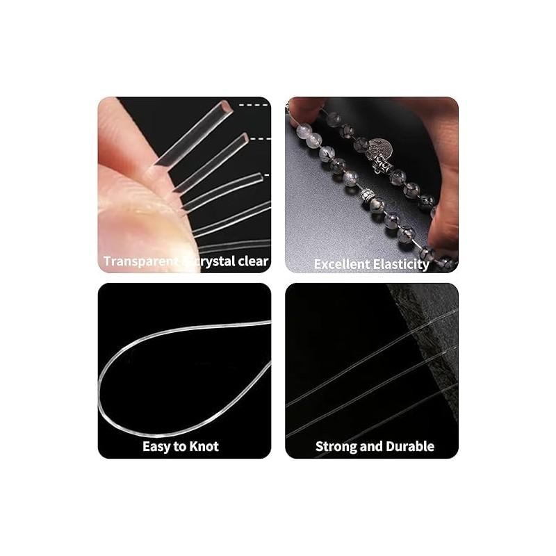 Buer Homie 3 Rolls (0.6/0.8/1.0 mm) jewellery strong elastic string