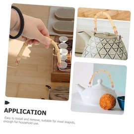 COLLBATH Ergonomic Bamboo Teapot Handle Set Heatproof Sturdy Easy to Fit Teapots for Household Use