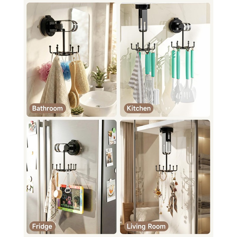 BANGMANG 2 Pack Vacuum Suction Cup Kitchen Utensil Hook with
