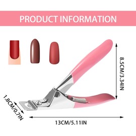 Nail Clippers, Acrylic Nail Cutter, Nail Clippers for Acrylic Nails, Professional Nail Art Manicure Nail Cutter, Nail Tip Cutter, Nail Extension Clippers, Professional Manicure Pedicure Trimmer(Pink)