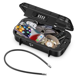 Brifit Portable Key Safe, Mini Safe with 4 Digit Number Code, Security Box, Anti-Theft, Waterproof, Security Box with 6.3 mm Thick Removable Wire Rope