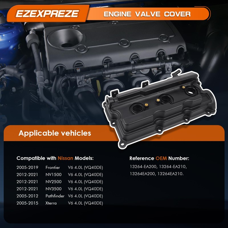Ezexpreze Pair Engine Valve Covers Compatible with 2005-2019 Nissan Frontier
