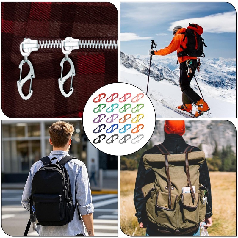 20PCS S Carabiner Clip Small Alloy Snap Hook Anti Theft