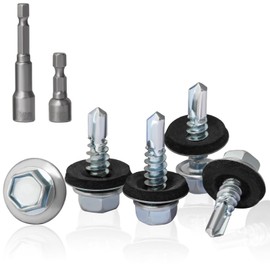 CYLBAQ 4.8x16/19mm Self-Drilling Roofing Screws, 62pcs Hex Head Self Tapping Screws, Hex Head Self Drilling Roof Screw with Rubber Sealing Washer, with Hex Socket