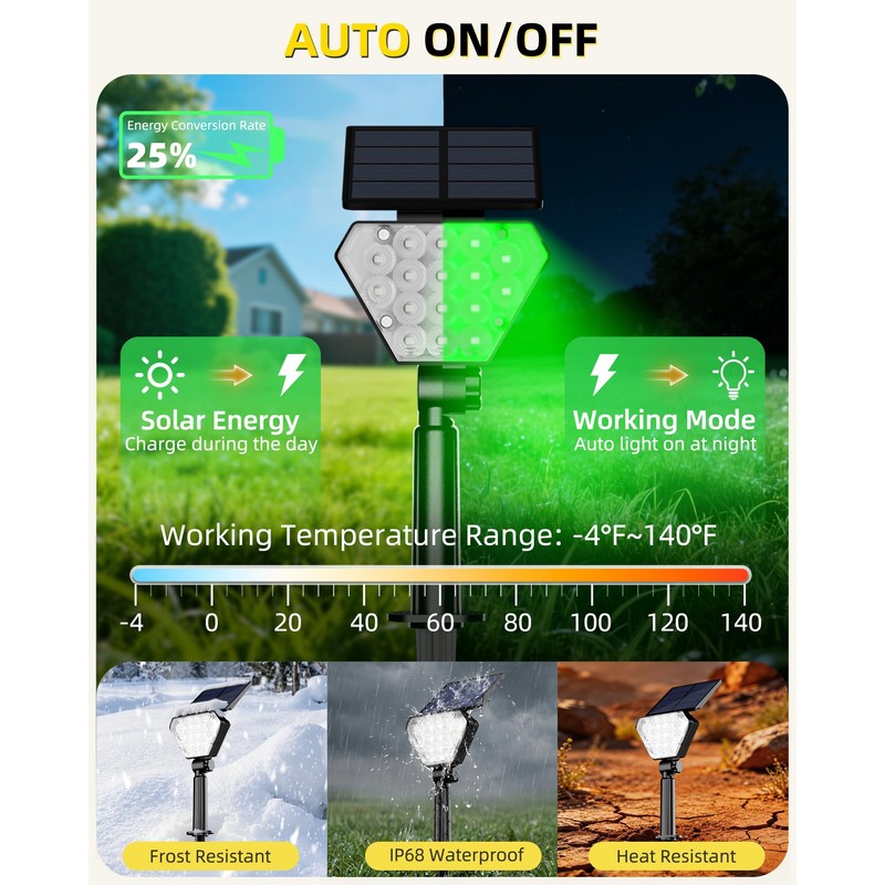 T-SUN Solar Lights Outdoor Waterproof IP65, 6Pack LED Solar Spot