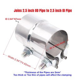 Elifecenter 2-1/2 Inch Exhaust Clamp, Lap Joint Band Clamp Stainless Steel for Clamping 2.5" OD to 2.5" ID Pipes