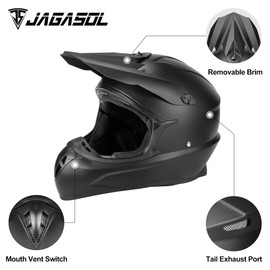 JAGASOL DOT Off Road Dirt Bike Motocross Helmet for Adults Men and Women, Dual Sport Full Face Motorcycle Helmet, ATV MX BMX Offroad Dirtbike Riding Helmet, DOT Approved