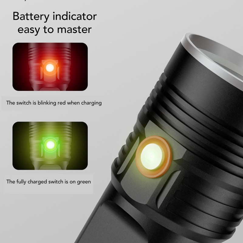 Rechargeable Flashlight Aluminum Alloy Ultra Bright Handheld Waterproof LED Emergency