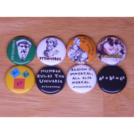 Pythagoras pins buttons badges greek mathematics math philosophy Pythagorean