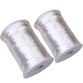 2.5mm x 218 Yards(2 Pack) White Satin Nylon Trim Cord Rattail Trim Thread Cord Rattail Sain Cord for Necklace Bracelet Cord and Shoeslaces(White)