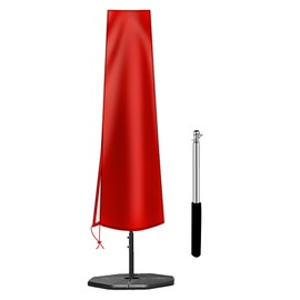 OKPOW Umbrella Cover 420D Oxford Fabric Patio Umbrella Covers Waterproof with Zip, for 9ft to 12ft Garden Outdoor Umbrella(Red)