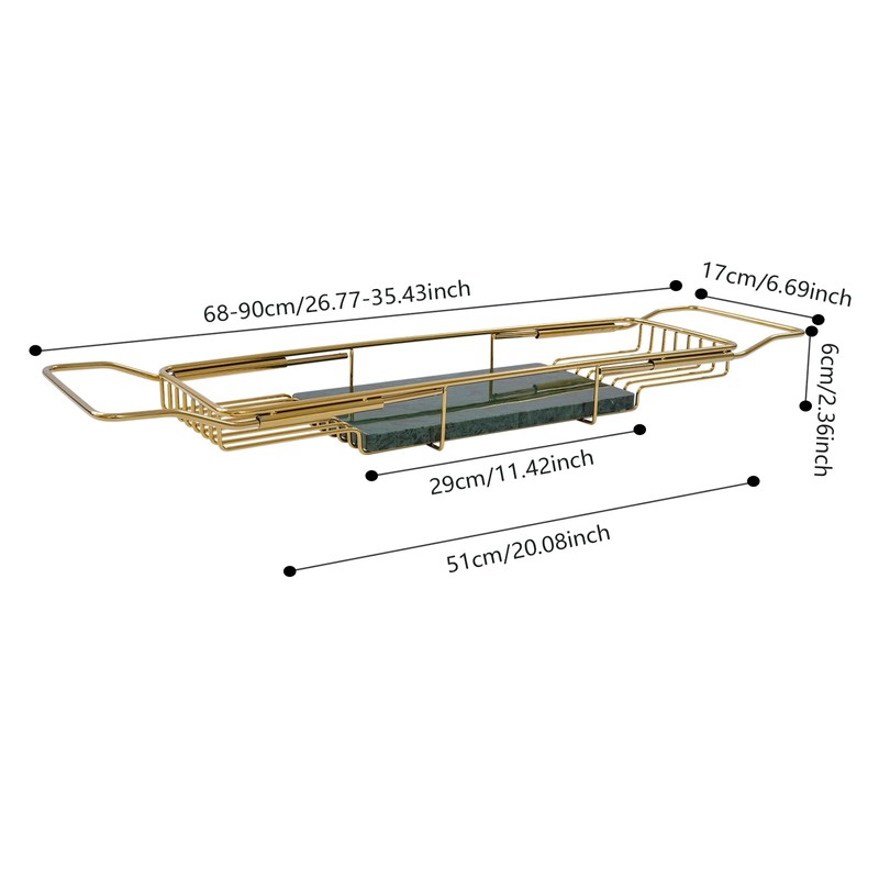 DDBESSIC Stainless Steel Bathtub Tray, Expandable Marble Bath Tray for