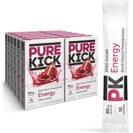 PURE KICK PURE KICK Energy Singles To Go Drink Mix, Black Cherry Pomegranate, Includes 12 Boxes with 6 Packets in each Box, 72 Total Packets