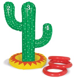 Beistle 53455 Inflatable Cactus Ring Toss, 21" & 7¼" Green/Yellow/Red