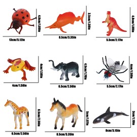 FLORMOON Animal Figures, 72pcs Realistic Mini Dinosaur Insect Sea Farm Reptile Wild Jungle Animal Toys, Early Educational Toys, Birthday Party Cake Topper Gift for Kids