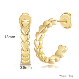 ESSIE ODILA 14K Gold Hoop Earrings for Women Gold Studs Earrings for Women Trendy Romantic Love Heart and Gentle Atmosphere Heart Earring for Womens 18mm