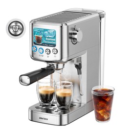 SOWTECH Espresso Machine 20 Bar, Compact Espresso Maker with Milk Frother, Stainless Steel Coffee Machine with 42 oz Water Tank for Cappuccino, Latte&Cold Brew, Home&Office, Silver