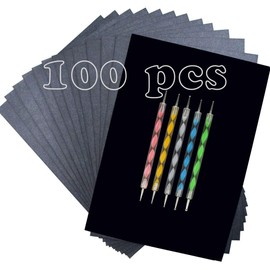 Hongmeru 100 Sheets Black Carbon Paper for Tracing, A4 Carbon Transfer Paper, Carbon Paper Sheets with 5 Pcs Embossing Styluses, Carbon Copy Paper for Tracing on Fabric/Wood/Paper/Slate/Glass (Black)
