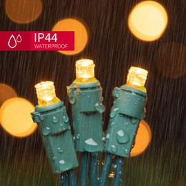 LAMPHOME Yellow Wide Angle LED String Lights, 64.8 Ft 300 Count, Pack of 3 Strands 21.9 Ft 100 Lights UL Certified Commercial Grade Green Wire 5mm Holiday String Light