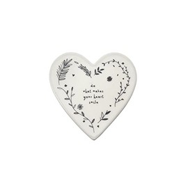 CGB Giftware | Floral 'Do What Makes Your Heart Smile' White Heart Coaster | Kitchen Lounge Bedside Table | Protective Base | Gift For Home | Send With Love Range | GB07097