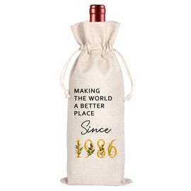 38 Birthday Gift | 38 Birthday Wine Bag Gift |Making The World A Better Place Since 1986 | 38 Birthday Gifts for Her Sister | 38 Years Old Gift Idea Wine Bag | Birthday Party Favors 11WB41
