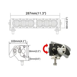Super Bright Off-Road LED Light Bar 10" Single Row, 6000K Cool-White Wide Flood Beam for Motorcycle & Power Sports, 12V/24V DC, Corrosion/Vibration Resistant, Rugged Die-Cast Aluminum Housing, 1-Pack
