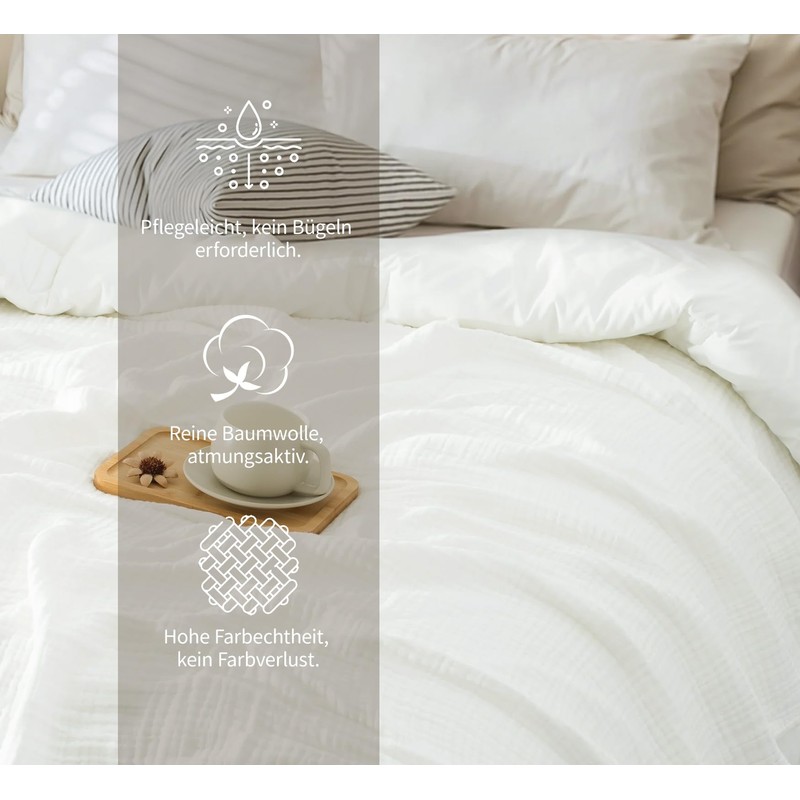 DerF HOME Muslin Blanket White 150 x 200 cm -