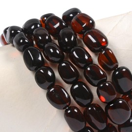 Justinstones Cherry Amber Honey Wax Energy Beads Bracelet Pebble Beads Crystal Healing Irregular Freeform Beeswax Stretchable Bracelet for Adults (Women/Men)