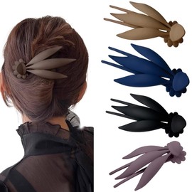 Ypkia Duck Beak Hair Clips, Women's Hair Clip, Large Black Leaf Shape, Hair Accessories for Women and Girls (Pack of 4)