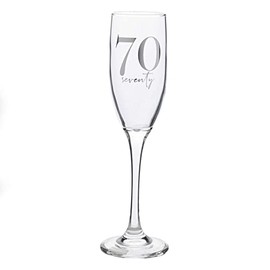 Widdop and Co 70th Birthday Champagne Flute Glass with Silver Detail - 70
