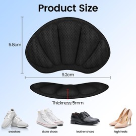 Almohadillas para Talón, 6 Pares de Agarres Antideslizantes para Talón para Mujeres y Hombres, Inserciones Acolchadas para Prevenir Ampollas y Ajustar Zapatos Aueltos, Rellenos de Confort (Negro)