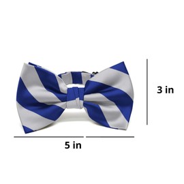 tiemart Striped Bow Tie (Royal Blue and Silver)