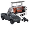 1/24 Large Pickup Truck Toy with Motorhome and Motorcycle, Diecast