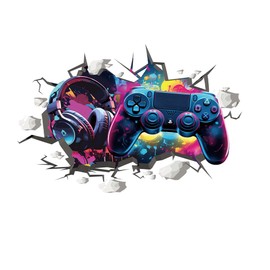 Wajade Game Wall Sticker Gamer Controller 3D Wall Decals Boy Gaming Room Decor for Bedroom Playroom 01
