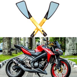 JMTBNO Universal M8 M10 Motorcycle Rear View Mirrors Handle bar End Side Mirror Compatible with Honda Scooter Suzuki Yamaha, Kawasaki Victory(Gold)