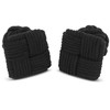 TEROON Black Silk Knot Square Cufflinks, Fabric