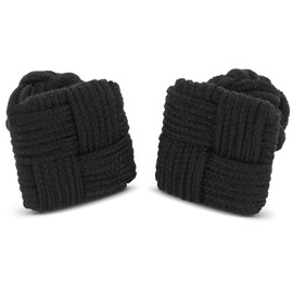 TEROON Black Silk Knot Square Cufflinks, Fabric